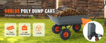 Amocart Dump Cart Poly Garden Dump Cart Easy to Assemble Steel Frame Dump Wagon with 2-in-1 Convertible Handle Safe Transport