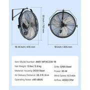 Charger l'image dans la visionneuse de galerie, Amocart Industrial Wall Mount Fan High Velocity  Waterproof Wall Fan with Aluminum Blades for Workshop Warehouse Greenhouse
