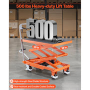 Load image into Gallery viewer, SucceBuy Hydraulic Lift Table 500lbs Capacity 47.2" Lifting Height Double Scissor Lift Table Cart with Wheels for Transportation
