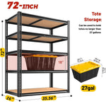 5 Tier Storage Shelves, 2250LBS Heavy Duty Garage Shelving, Adjustable Metal Shelving Unit,Garage Storage Shelves, Customized