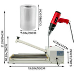 Amocart 12/18/24in Shrink Wrap Sealer Laminating Machine W/ Heat Gun 1800W Film Available Roll For PVC POF Film Books Toys Food