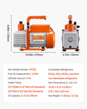 Charger l'image dans la visionneuse de galerie, Amocart Vacuum Pump &amp; Oil Bottle 3.5CFM/4CFM/5CFM 1-Stage or 6CFM 9CFM 2-Stage, R134a R22 R410a Systems Conditioner Maintenance
