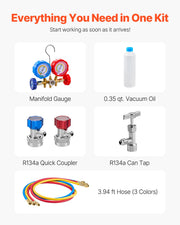 Load image into Gallery viewer, Amocart 3.5 CFM 4.5 CFM Vacuum Pump &amp; Gauge Set, Single Stage Rotary Vane HVAC &amp; Hoses for R134a R12 R22 R502a R410A R404 R407C
