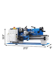 Bild in Galerie-Viewer laden, Amocart Mini Metal Lathe Machine 7"x14" 550W 180x350mm Variable Speed + 3 Jaw Chuck for Metalworking Turning Drilling Threading
