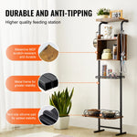 SucceBuy Pet Feeding Station with Storage Raised Dog Bowl Stand w/ Shelves Pet Toy Storage Organizer for Large Medium Small Dogs