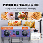 Amocart  Electric Deep Fryer w/Dual Removable Tanks 12L 5000W Commercial Countertop  Fryer for Chicken French Fries