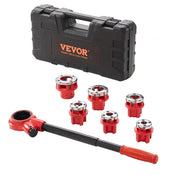 Charger l'image dans la visionneuse de galerie, Amocart Manual Pipe Threader Ratchet Tool Portable Pipe Threading Set w/ 6PCS NPT Dies for Galvanized Aluminum Iron Copper Pipe
