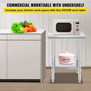 Bild in Galerie-Viewer laden, Amocart Stainless Steel Table for Prep &amp; Work Metal Commercial Kitchen Heavy Duty Table with Adjustable Under Shelf and Foot
