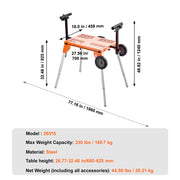 Bild in Galerie-Viewer laden, Amocart Miter Saw Stand with Tabletop and Wheels 330lbs Steel Collapsible Rolling Stand for Miter Saw Adjustable Height  Length
