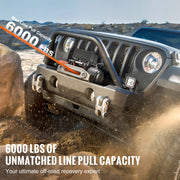 Bild in Galerie-Viewer laden, Amocart 6000lbs Electric Winch Car Truck Winch with 1/4 in 55 ft Synthetic Rope Wireless/Wired for Towing SUV Jeep Trailer Boat
