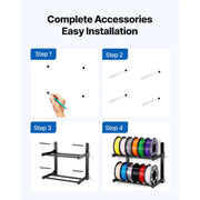 Charger l'image dans la visionneuse de galerie, Amocart 2-Tier Wall Mount Printer Filament Storage Rack with Wheels Rolling Filament Spool Holders for 3D Printing Studio
