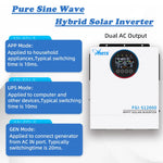 Anern 12KW 6.5KW 5KW High Frequency Hybrid Solar Inverter 160A 48V Solar Battery Charge Dual AC Output Pure Sine Wave Inverter