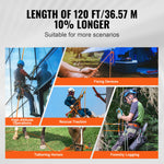 SucceBuy 120ft Dual-Weave Polyester Cord 3/8 1/2in 48-Strand Multi-Use Rope for Arborist Activities Outdoor Adventures Versatile