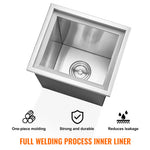 SucceBuy Ice Chest Stainless Steel Ice Cooler Commercial Ice Bin with Cover Outdoor Kitchen Ice Bar Drain-pipe and Drain Plug