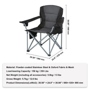 Bild in Galerie-Viewer laden, Amocart Camping Folding Chair for Adults Portable Quad Lumbar Back Padded Arm Chairs with Side Pockets for Beach, Lawn, Picnic

