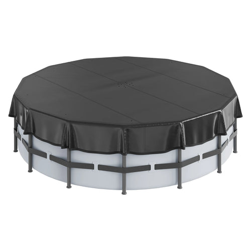 Amocart 18/15Ft Round Pool Cover Solar Covers for Above Ground Pools Safety Pool Cover with Drawstring Design Black