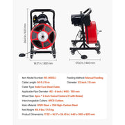 Charger l'image dans la visionneuse de galerie, Amocart Drain Cleaner Machine 50 FT x 1/2 Inch Manual Feed Sewer Snake Auger with Air-Activated Foot Switch for 2" to 6" Pipes
