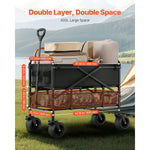 SucceBuy Double Decker Wagon Collapsible 300L & 450lbs Heavy Duty Extended Long Garden Cart with All-Terrain Wheels for Camping