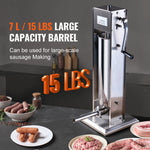 SucceBuy Manual Sausage Stuffer 7 L / 15 LBS Vertical Food-Grade 304 Stainless Steel for Home Kitchen Restaurant 23.2lbs