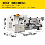 SucceBuy Mini Metal Lathe 8x14'' 2250PRM Variable Speed 600W Metal Working Lathe Milling Machine, Various Types of Metal Turning