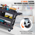 with 360°Swivel Wheels Ergonomic Storage Handle for Warehouse/Garage/Cleaning Amocart 2/3 Shelf Utility Service Cart Heavy Duty