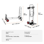 Amocart Folding Hand Truck Aluminum Heavy Duty Industrial Collapsible Dolly Cart for Transport Moving in Warehouse Supermarket