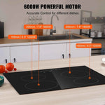 Amocart 2/4/5 Burners Built-in Induction Stove Top 12/24/30in Ceramic Glass Electric Cooktop For Household Commercial  Cooking