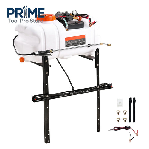 Amocart ATV Spot Sprayer 15.9 Gal/60 L ATV/UTV Broadcast Sprayer with Nozzle Boom 12 V Pump Weed Sprayer with Water Tank White