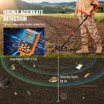 Amocart Professional Rechargeable Metal Detector 12" IP68 Waterproof Coil 39-50 in Adjustable + LCD 7Modes for Treasure Hunting