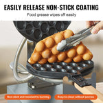 Non-Stick Stainless Steel Bubble Puff w/180° Rotatable 2 Pans & Wooden Handles Amocart Commercial Egg Bubble Waffle Maker 1400W
