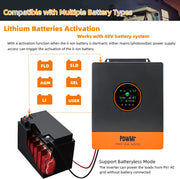 Charger l'image dans la visionneuse de galerie, US MX Stock 5.2KW Hybrid Solar Inversor 48V DC to 120/110V AC 100A MPPT Solar Charger Off-Grid Inverter Fit LifePO4 for Home Use
