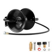 Bild in Galerie-Viewer laden, Amocart Pressure Washer Hose Reel 50 ftx3/8 in Steel Bracket-Mounted 4000PSI Max Manual Power Hand Crank for Car/Floor Washing
