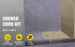 Amocart Waterproofing Shower Kit 38''x60'' Shower Kit Tray With Offset Drain PVC Or ABS 4" Stainless Steel Grate 2 Cuttable