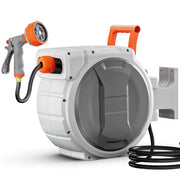 Charger l'image dans la visionneuse de galerie, Amocart Retractable Garden Hose Reel Wall Mounted Hose Reel Heavy Duty Garden Hose Reel with 9Pattern Nozzle 180°Swivel Bracket
