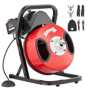 Load image into Gallery viewer, Amocart Drain Cleaner Machine 50FT 1/2 Inch Manual Feed Sewer Snake Auger with 4 Cutters &amp; Air-activated Foot Switch for Pipes
