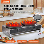 SucceBuy 16inch Electric Crepe Maker Double Head Commercial Crepe Machine 3400W Flat Plate Crepe Griddle Nonstick Pancake Stove