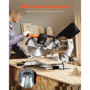 Charger l'image dans la visionneuse de galerie, Amocart Sliding Compound Miter Saw 12-Inch Blade 15Amp Motor 60-Tooth Corded Double Bevel Sliding Miter Saw LED Alignment
