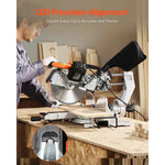 Amocart Sliding Compound Miter Saw 12-Inch Blade 15Amp Motor 60-Tooth Corded Double Bevel Sliding Miter Saw LED Alignment