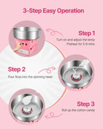 Amocart Electric Cotton Candy Machine 1000W Commercial Candy Floss Maker with Stainless Steel Bowl for  Birthday Family Party