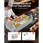 SucceBuy Commercial Food Warmer Electric Stainless Steel Steam Food Warmer Countertop Buffet Bain Marie with Soup for Catering