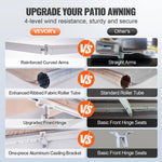 SucceBuy Manual Retractable Awning Outdoor  Retractable Sun Shade Water-Resistant Polyester Patio Door Window for Backyard