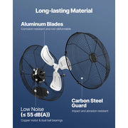 Charger l'image dans la visionneuse de galerie, Amocart Industrial Wall Mount Fan High Velocity  Waterproof Wall Fan with Aluminum Blades for Workshop Warehouse Greenhouse
