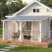 Load image into Gallery viewer, Hard Top Lean-to Gazebo Pergola Curtains &amp; Netting Wall-Mounted Patio Deck Awning, Custom
