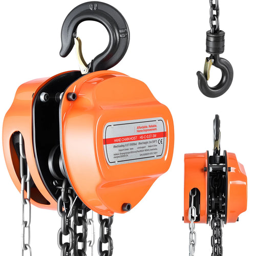 SucceBuy Hand Chain Hoist Manual Chain Block with Upgrade G80 Galvanized Chain 10 ft/20ft Lifting Height Pulley Hoist for Garage