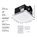 Amocart Bathroom Exhaust Fan 80/110CFM High-Efficiency Ventilation 1.5sones Low Noise Operation Energy-Saving Bathroom Ceiling
