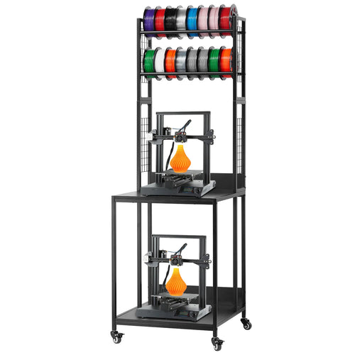 Amocart 4-Tier 3D Printer Filament Storage Rack with Wheels Printer Stand Spools Holder Cart for 3D Printing Station Office