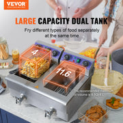 Load image into Gallery viewer, Amocart  Electric Deep Fryer w/Dual Removable Tanks 12L 5000W Commercial Countertop  Fryer for Chicken French Fries
