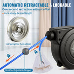SucceBuy Retractable Extension Cord Reel 30FT Lighted Triple Tap Outlet 10 Amp Circuit Breaker 4.5FT Lead-in Cord Electrical Use