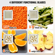 Charger l'image dans la visionneuse de galerie, Commercial French Fry Cutter Amocart with 4 Replacement Blades for Potato &amp; Lemon, Extended Handle
