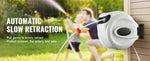 Amocart Retractable Hose Reel 180° Swivel Bracket Wall-Mounted Garden Water Hose Reel with 9-Pattern Nozzle Automatic Rewind
